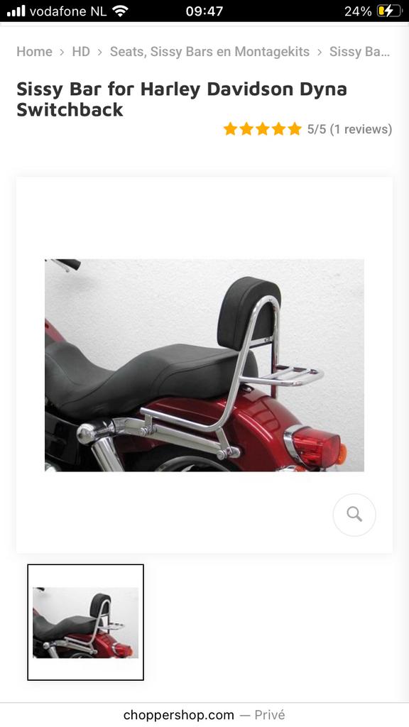 HD Switchback sissybar, Ophalen, Zo goed als nieuw