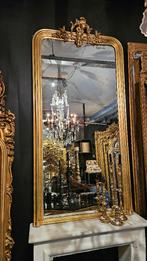 Antieke bladgouden Louis Philippe schouwspiegel.., Ophalen of Verzenden, Overige vormen, Minder dan 50 cm
