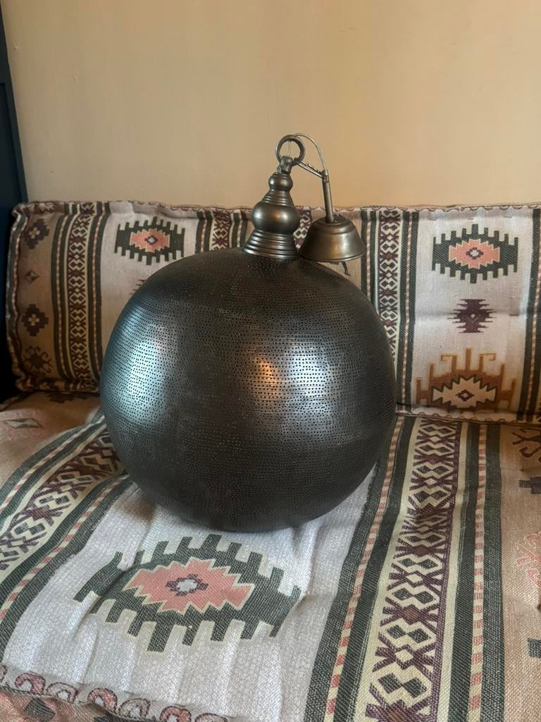 Egyptische gaatjes hanglamp 40 x 35 cm Oosterse sfeerlamp, Overige materialen, Gebruikt, Ophalen of Verzenden, Oosters Marokkaans