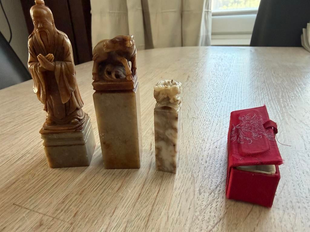 3 vintage zeepstenen Chinese lakstempels, Ophalen of Verzenden