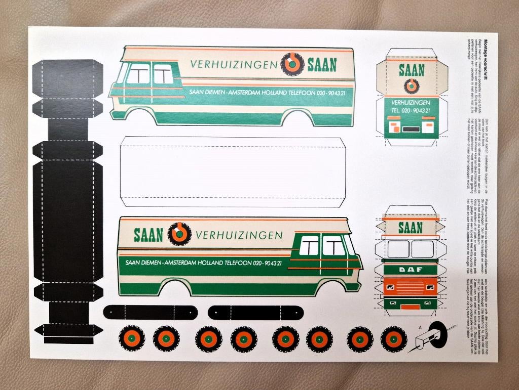 Koninklijke Saan DAF verhuiswagen bouwplaat, Ophalen of Verzenden, Nieuw, Overige typen