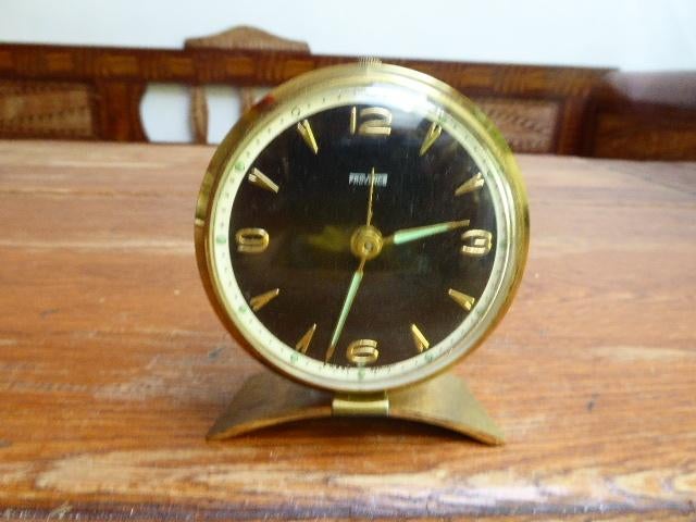 Vintage koperkleurig wekkertje, Provence, Antiek en Kunst, Ophalen of Verzenden