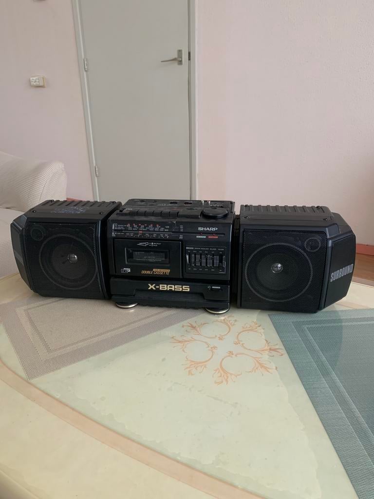 Vintage stereoset radio en dubbel cassetterecorder,equaliezi, Audio, Tv en Foto, Stereo-sets, Ophalen of Verzenden, Zo goed als nieuw