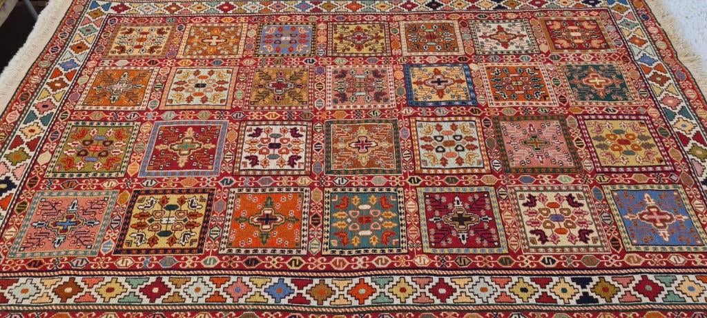 Perzisch tapijt Kelim Soumak 202 x 132/wandkleed/tafelkleed, Huis en Inrichting, Stoffering | Tapijten en Kleden, 100 tot 150 cm