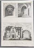 Antieke Gravure Queens' College, Oxford, 19e Eeuw, Antiek en Kunst, Ophalen of Verzenden