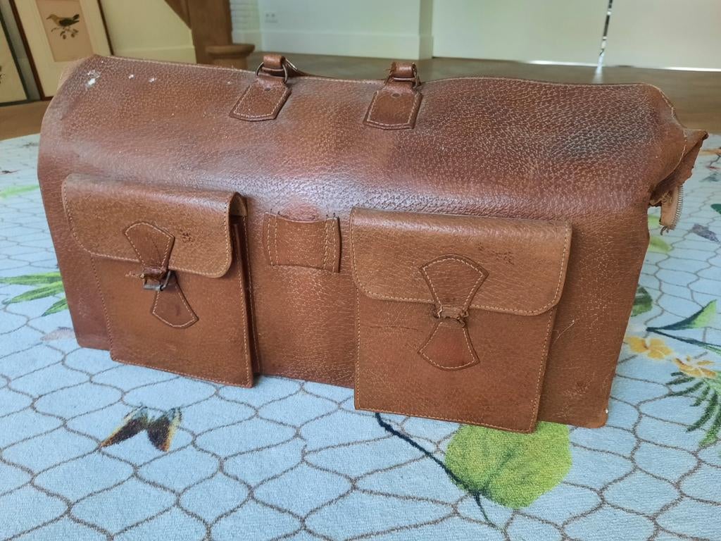 Leren reistas, 40 tot 60 cm, 30 cm of meer, Gebruikt, Bruin