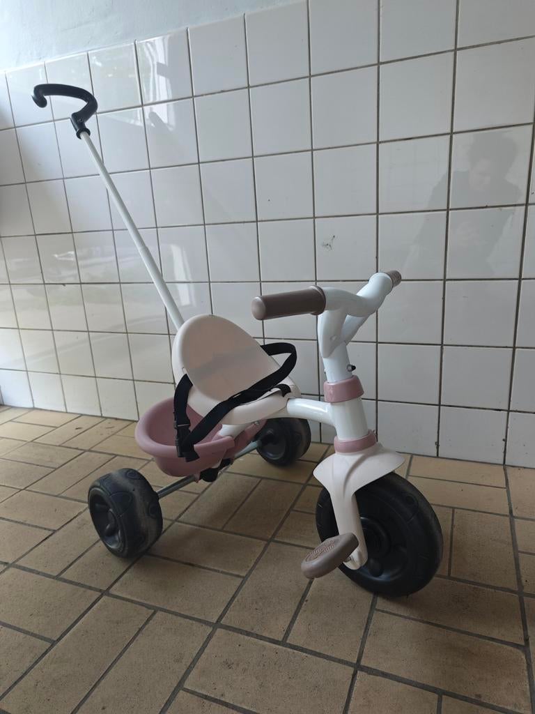 Driewieler licht roze met duwstang Smoby, Ophalen, Gebruikt, Duwstang