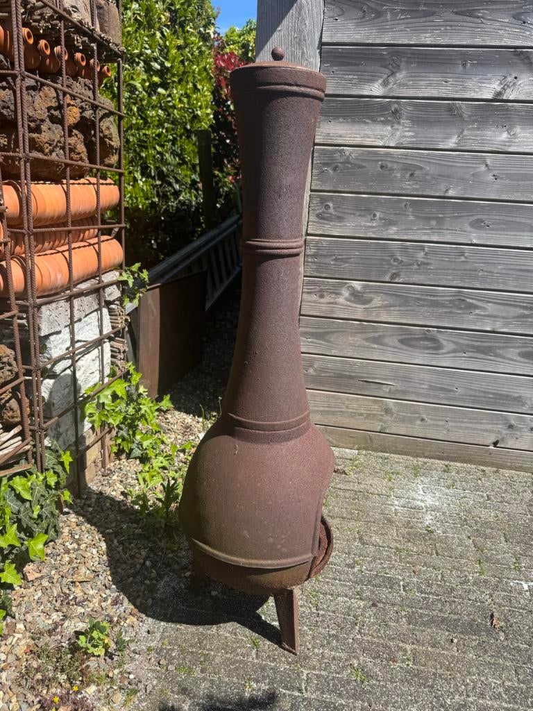 Gietijzeren terras kachel haard 107 cm hoog, Ophalen, Gebruikt, Vuurkorf