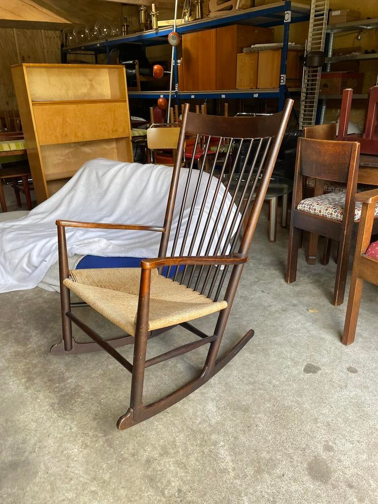Hans Wegner FDB mobler vintage deens design schommelstoel, Ophalen, Gebruikt, Bruin, Eén