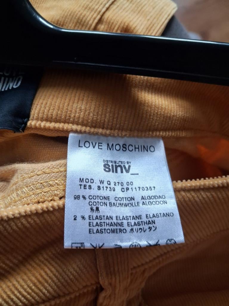LOVE MOSCHINO GELE ZOMER RIB BROEK MAAT 31, Maat 52/54 (L), Geel, Zo goed als nieuw, Love Mosihino