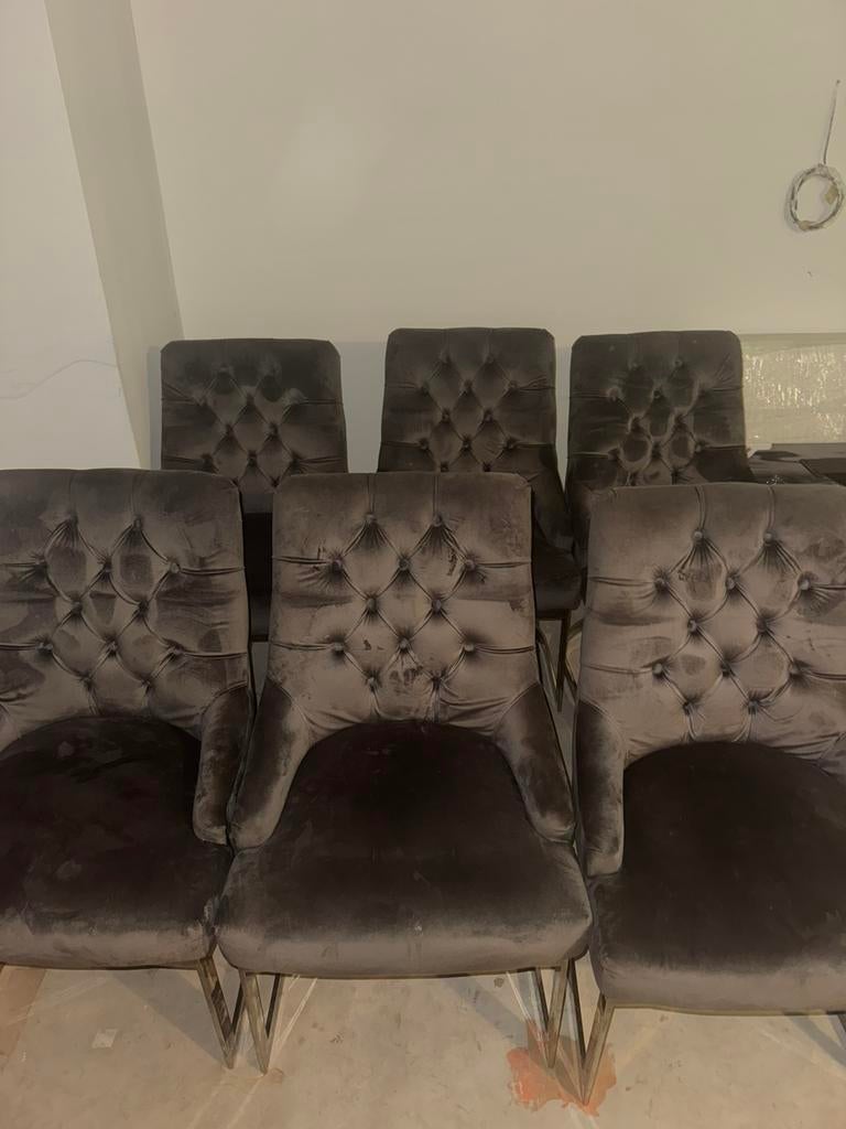 Richmond eetkamerstoelen STONE 6x, Ophalen, Zo goed als nieuw, Grijs, Vijf, Zes of meer stoelen