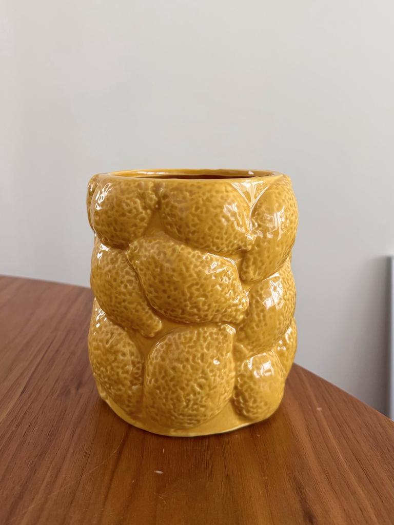 Vaas met citroenen, Overige kleuren, Ophalen of Verzenden, Minder dan 50 cm, Glas