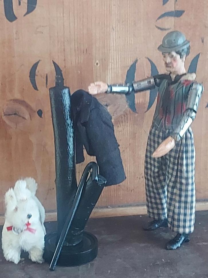 Antieke geledepop, metaal Charlie Chaplin ca 1920, Antiek en Kunst, Antiek | Speelgoed, Ophalen of Verzenden