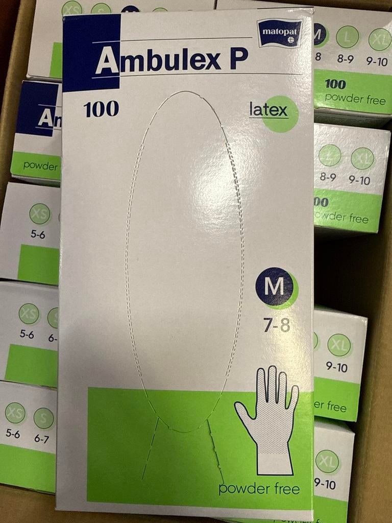 Matropat Ambulex P maat M(7/8)poedervrije latex handschoenen, Info@matopat.nl, Nieuw, Ophalen of Verzenden, 4143hj
