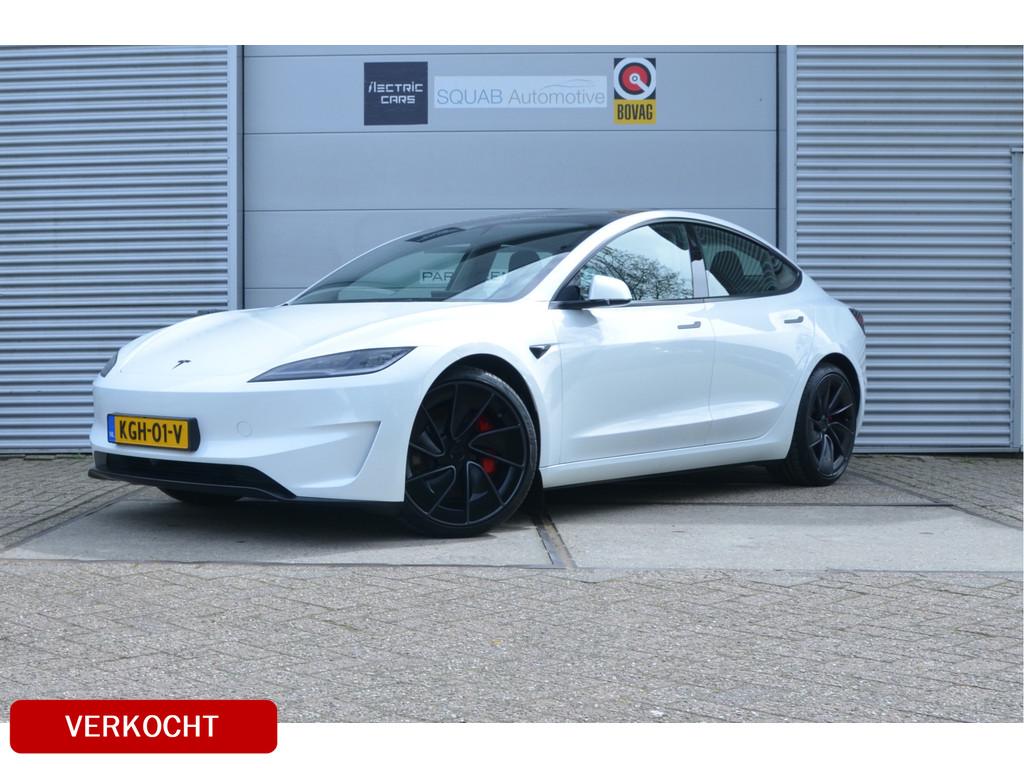 Tesla Model 3 Performance AWD 78 kWh Highland, Enhanced Auto, Auto's, Tesla, Automaat, 12 maanden, Gebruikt, Wit