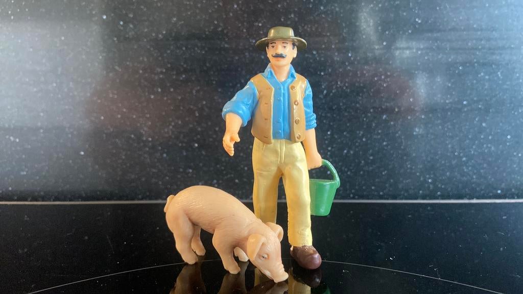 Schleich Farmlife: Biggetje met Vintage Papo Boer, Ophalen of Verzenden, Zo goed als nieuw, Paard, Beeldje of Figuurtje