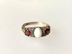 Ring antiek zilver opaal granaat diamant, Sieraden, Tassen en Uiterlijk, Antieke sieraden, Ophalen of Verzenden, Zilver, Ring