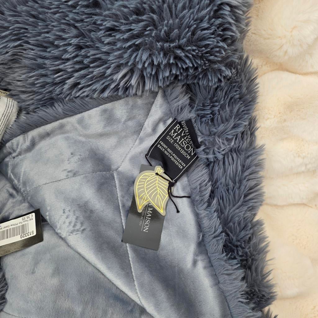 Superrr Gaaf Zacht Blauw Fluffy Plaid van Rivièra Maison !!, Ophalen of Verzenden, Nieuw