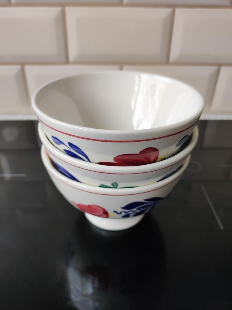 Boerenbont schaaltjes met gebruikerssporen, Huis en Inrichting, Keuken | Servies, Gebruikt, Ophalen of Verzenden, Schaal of Schalen