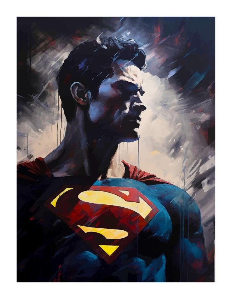Art print - Superman - Canvas 80x60, Ophalen of Verzenden, Nieuw