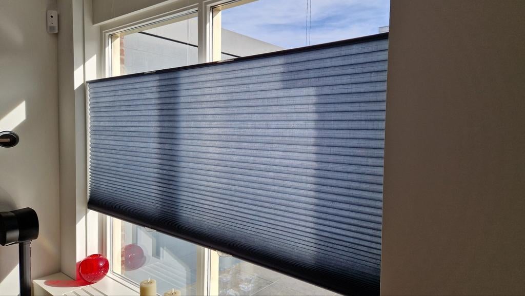 Plisségordijn blauw/grijs, Huis en Inrichting, Stoffering | Gordijnen en Lamellen, Ophalen, Grijs, 50 tot 100 cm