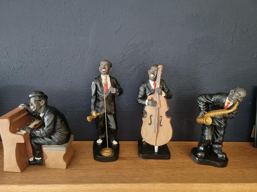 Set van 4 Jazz Beeldjes - Muzikanten Decoratie, Groep mensen, Kunststof, Ophalen of Verzenden, 20 - 50 cm
