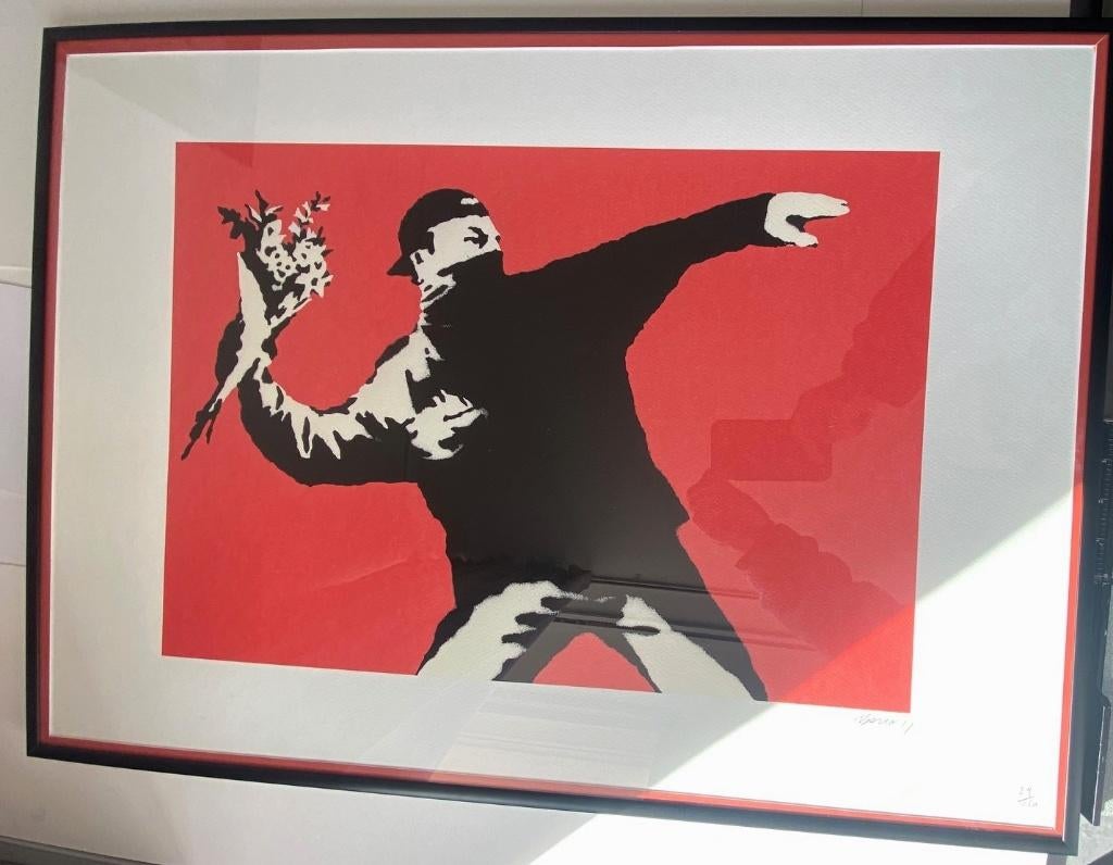 Banksy -Flower thrower . Bieden of direct kopen, Antiek en Kunst, Kunst | Designobjecten, Verzenden