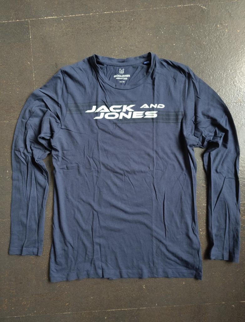 Blauw T-shirt met lange mouwen, Jack & Jones,maat 176, Kinderen en Baby's, Kinderkleding | Maat 176, Ophalen of Verzenden, Zo goed als nieuw