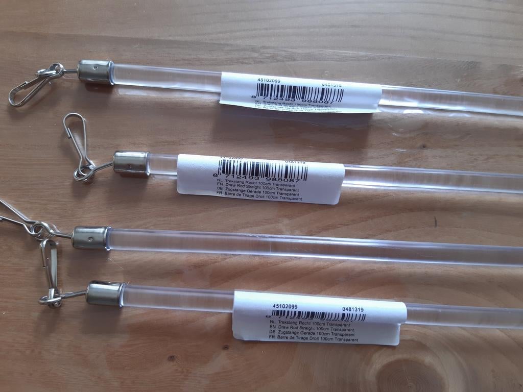 4x transparante trekstang voor gordijnen, 100cm, Ophalen of Verzenden