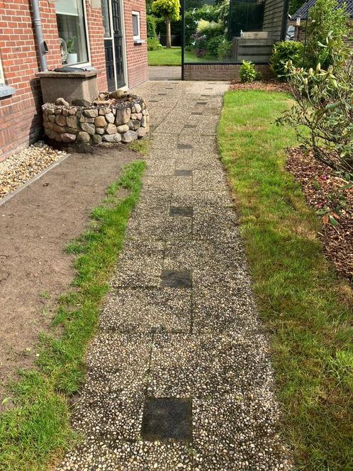 Grindtegels 60x40 en cobblestones 20x20, Tuin en Terras, Tegels en Klinkers, Gebruikt, Klinkers, Grind, 10 m² of meer, Ophalen