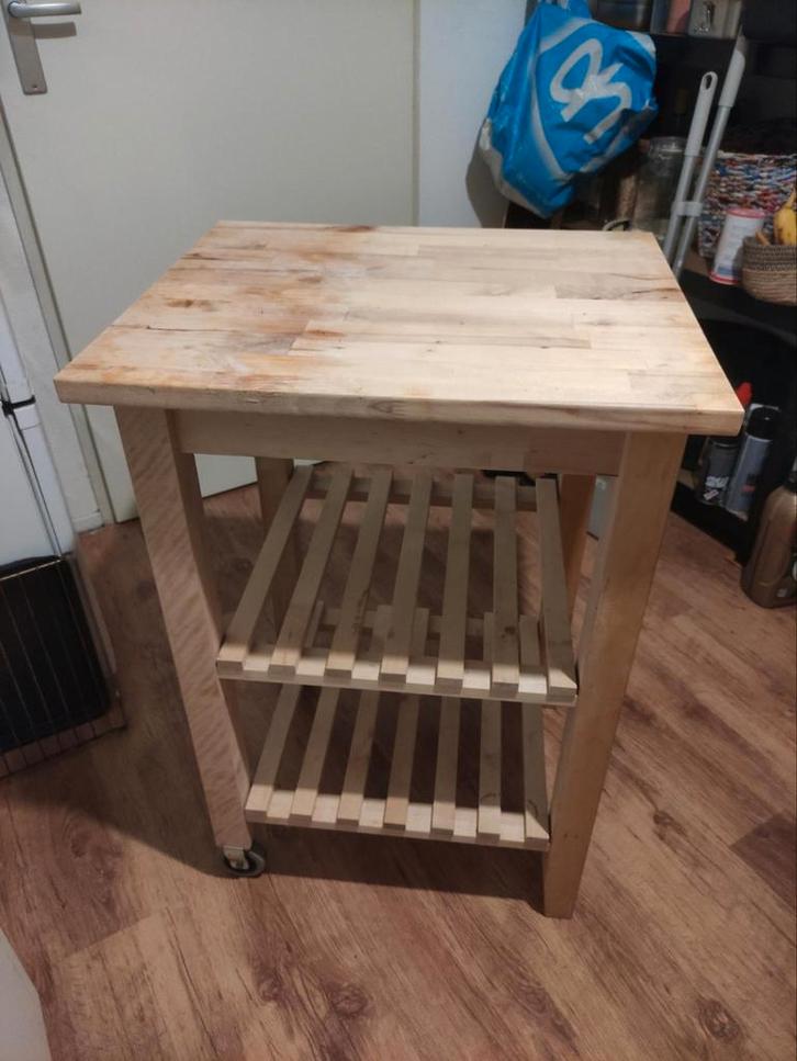 IKEA Bekväm Roltafel Beuken - Bijzettafel/Kast, Huis en Inrichting, Keuken | Keukenelementen, Gebruikt, Minder dan 100 cm, 50 tot 100 cm