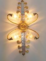 2 vintage banci wandlamp bloem murano goud regency italy '70, N, N, Glas, Eclectic regency design