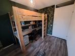 Steigerhouten hoogslaper met bureau, Ophalen, Eenpersoons, 160 tot 180 cm, Zo goed als nieuw