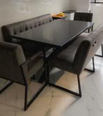 Eettafel met 1 bank en 2 eetstoelen, Huis en Inrichting, Tafels | Eettafels, Ophalen, Overige materialen, Gebruikt, 100 tot 150 cm