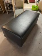Zwarte Bank / Voetenbank op Wieltjes, Ophalen, Gebruikt, 50 tot 75 cm, Leer