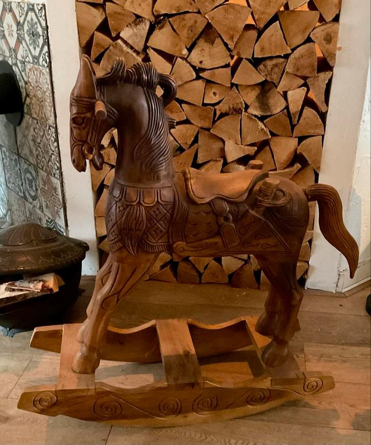 Houten trojaans Schommelpaard, Antiek en Kunst, Antiek | Speelgoed, Ophalen