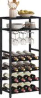 Wijnrek - Wijnkast - Fles 20 fles-Zwart - 50 x 24 x 100 cm, 15 tot 25 flessen, Nieuw, Ophalen of Verzenden, Metaal