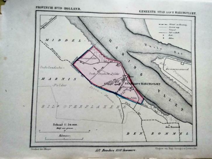 174/ Stad aan t,Haringvliet /Brienenspolder Litho  Kuyper ZH, Antiek en Kunst, Kunst | Litho's en Zeefdrukken, Ophalen of Verzenden