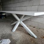 Wit eiken eettafel met witte spin onderstel 200 x 90 x 79 h., Ophalen, 50 tot 100 cm, Vijf personen of meer, 150 tot 200 cm