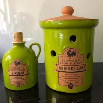 Toscaans terracotta uienpot en azijnkan  beschikbaar voor biedingen
