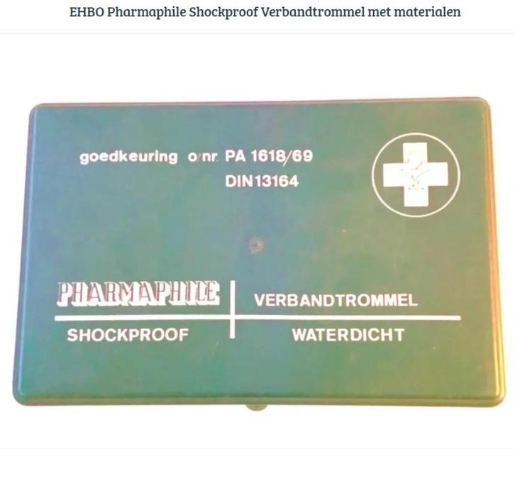 EHBO Pharmaphile Shockproof Verbandtrommel met materialen, Verzamelen, Retro, Ophalen of Verzenden