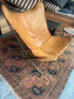 Vintage vlinderstoel leer retro, Huis en Inrichting, Fauteuils, Ophalen of Verzenden, Gebruikt, Leer