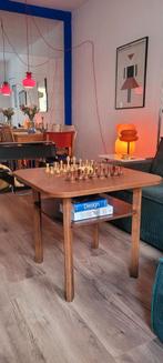 Vintage schaaktafeltje, salontafel, bijzettafel, Ophalen of Verzenden, Zo goed als nieuw, Vierkant, Vintage