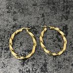 18k gouden oorbellen creolen ovaal wokkel