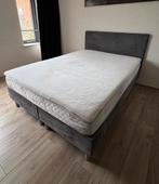 Boxspring bed 140x200 antraciet suede, Huis en Inrichting, Slaapkamer | Boxsprings, Ophalen, 140 cm, Zo goed als nieuw, Twijfelaar