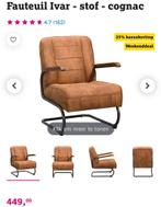 Fauteuil Ivar (Leenbakker) cognac, Ophalen, Gebruikt, 75 tot 100 cm, 50 tot 75 cm