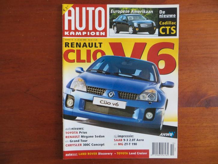 Autokampioen 10 2003 Renault Clio V6 Sport, 5 Turbo 2, MG ZT, Boeken, Auto's | Folders en Tijdschriften, Nieuw, Renault, Ophalen of Verzenden