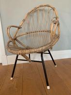 Vintage rotan stoel 86,5 hoog fauteuil riet bohemian stijl, Ophalen, Gebruikt, Riet of Rotan, 50 tot 75 cm