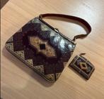 Vintage leren handtas met beurs, Sieraden, Tassen en Uiterlijk, Tassen | Damestassen, Ophalen of Verzenden, Gebruikt, Bruin, Handtas