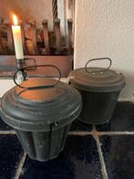 2 oude Bakvormen met deksel tulband poffert brocante, Ophalen of Verzenden